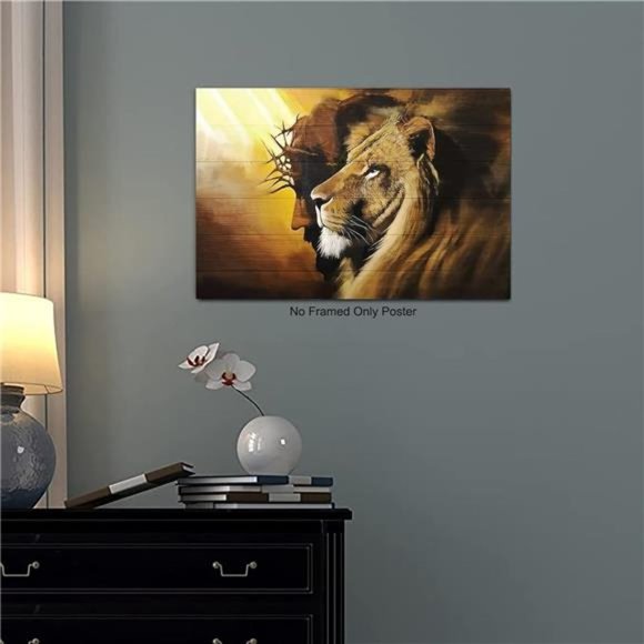 Lion of Judah Jesus Christ Wall Art Canvas Black Jesus Canvas 16*24inch Unframed - Picture 2 of 6
